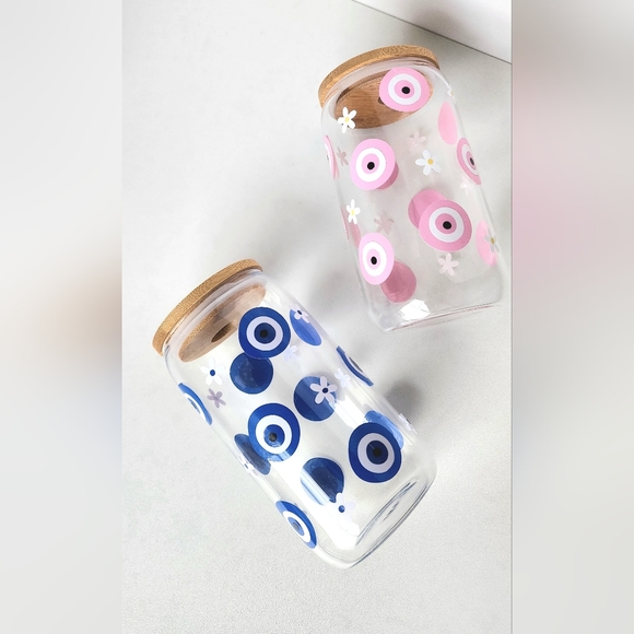 Handmade Evil Eye Iced Coffee Cup (1) - Picture 2 of 2